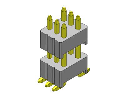 China 1.27*2.54mm Double Row Female Header Stack Straight SMT Type 2*3PIN To 2*40PIN SQ0.46mm zu verkaufen