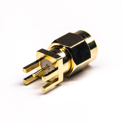 China Full Brass RF Coaxial Connector SMA Male Connector For Pcb Vertical 180° Te koop