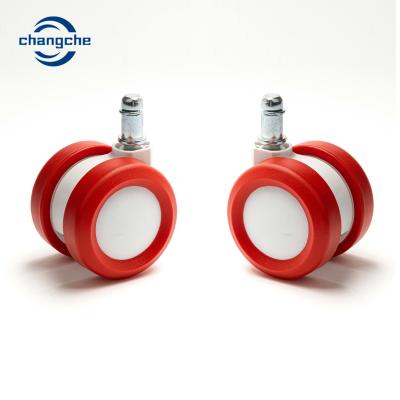 China 50mm Red PU Swivel Threaded Stem Furniture Casters For Trolley for sale