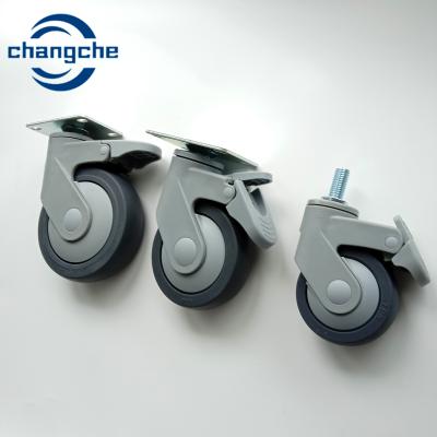 China Rotatable Caster Wheels For Trolley Black Hospital Bed Wheels With Plate en venta