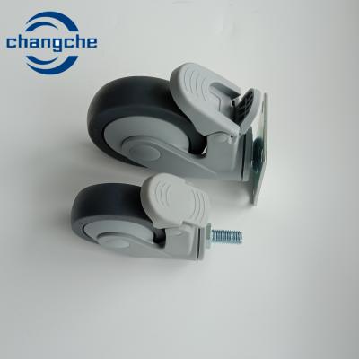 China TPU PP Ball Bearing Threaded / Plate Hospital Bed Caster Wheels With Brake en venta