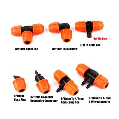China 8 / 11 9 / 12mm Garden Hose Connectors Drip Irrigation System Pipe Connector for sale