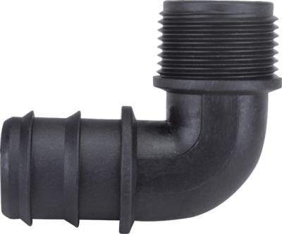 China Black Male Irrigation Tubing Connectors Irrigation Elbow Fittings  Dn1'' X 1/2'' for sale