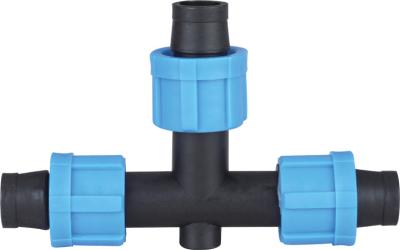 China Tee Drip Tape Fittings Irrigation Pipe Fittings Smooth Internal Surface for sale