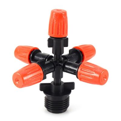 China Orange Five Outlet Adjustable Atomizing Sprinkler With 1/2'' Thread Connector for sale