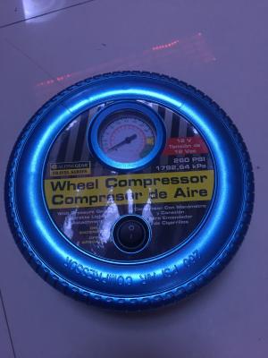중국 로열 블루 타이어 모양이 형성된 전기 자동차 타이어 펌프, 59개 센티미터 호스와 타이어 공기 압축기 판매용