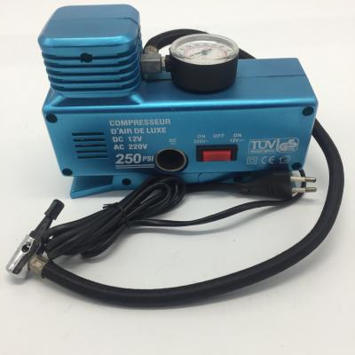 China AC/DC Plastic Vehicle Air Compressors With Gauge Portable  Car Tire Electric Air Pump For Tires for sale