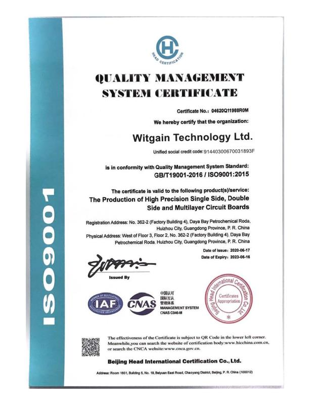 ISO9001 - Witgain Technology Limited