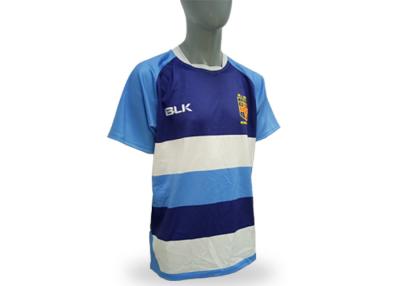 China Striped Short Sleeve Rugby Shirt , Rugby World Cup Jerseys Anti Shrink Wash Easily for sale