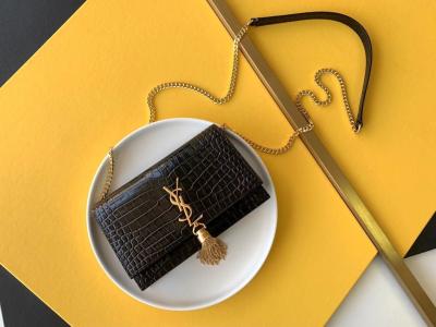 Китай Tassel Kate цепи золота сумки черноты телячьей кожи YVES ST LAURENT небольшой продается