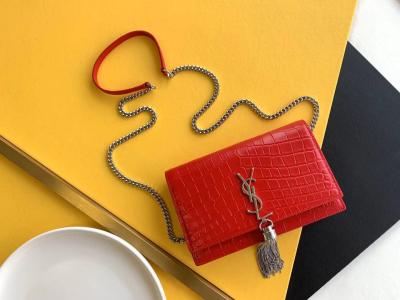 China Medium Kate Tassel Red YSL Saint Laurent Woc Zipper Closure for sale