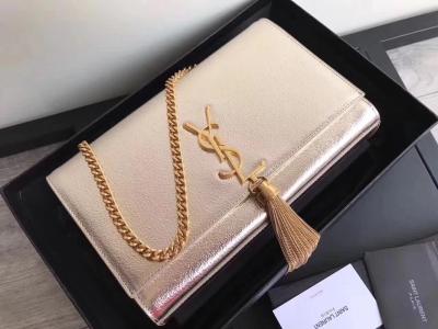 China Adjustable Straps Polyester Saint Laurent YSL Woc Bag With Zipper Closure Silver for sale