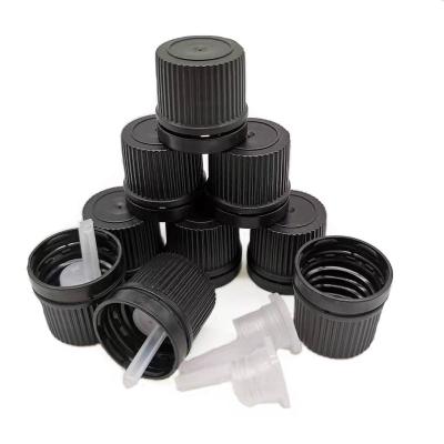 中国 黒いScrew プラスチック ボトルs Caps Dispensing Covers Lids 18mm With Orifice Reducers 販売のため