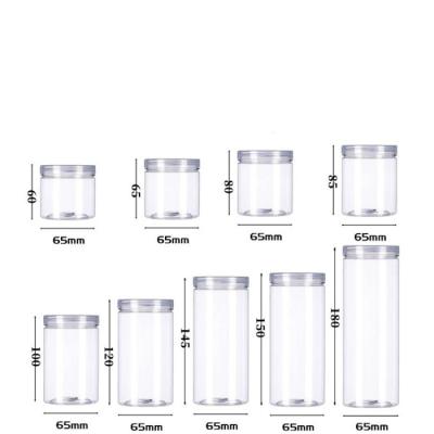 China Dia 55mm Plastic Kitchen Storage Jars ODM Transparent PET Jars With Locking Lids for sale