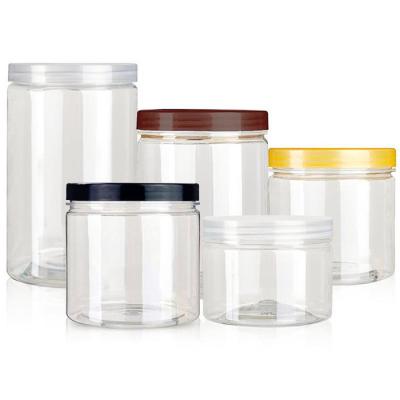 China 500ml 85mm Wide Mouth Round Plastic Canisters Clear Storage Jars for sale