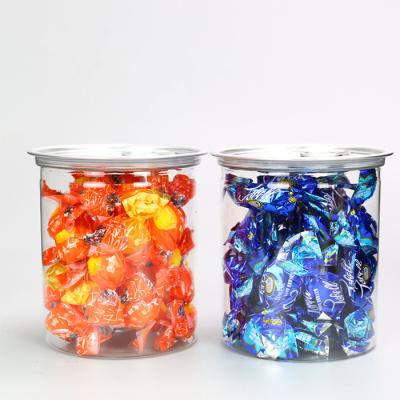 China Wide Mouth Plastic Food Storage Jars PET Dia65mm Clear Nuts Plastic Candy Canisters for sale
