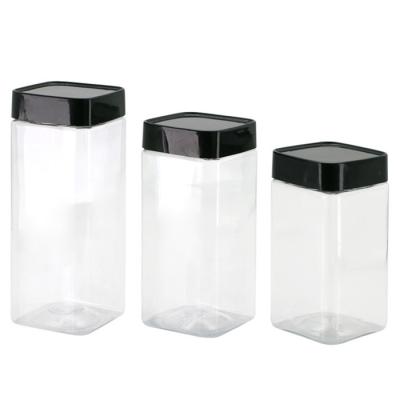 China Transparent Round Plastic Canisters 520ml Pet Resin Square Food Storage Canister for sale