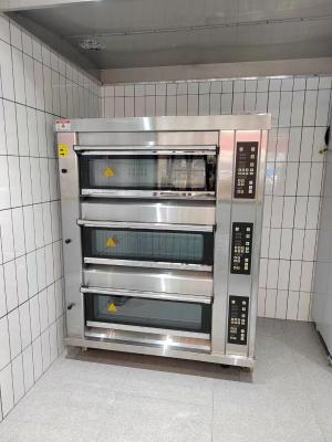 China Modular Bakery Deck Oven 40X60cm 3 Deck 9 Tray Gas Oven With Steam Stone For Pizza Baking for sale