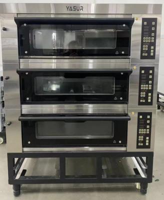 China 40x60 Asian Bakery Deck Oven 9 Tray 3 Deck Gas Oven For Bread for sale