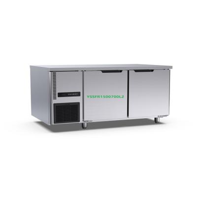 China Commercial 2 Door Table Chiller Hotel Kitchen 360l Table Top Deep Freezer 1500×700×800mm for sale