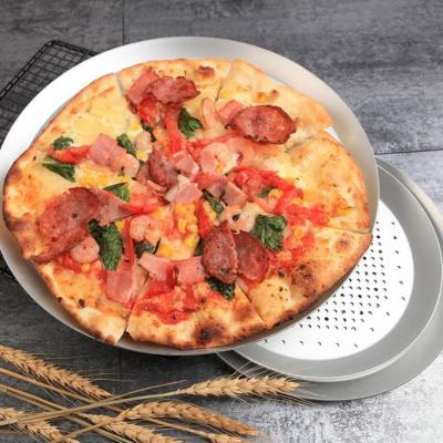 China Perforated Aluminium Baking Tray Round Hard Anodised 16 Inch Perforated Pizza Tray for sale