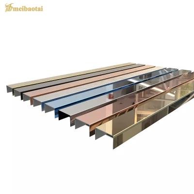China U6 Profile Mirror Stainless Steel Ceiling Tile Decoration Shape 10FT Length for sale