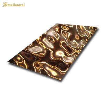 China SS 304 PVD Golden Ceiling Wall Panels Decorative Water Ripple Plate for sale
