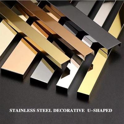 China JIS Stainless Steel Tile Trim U Profile Decorative Profile With V Groove for sale