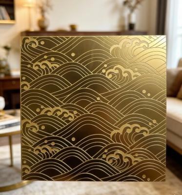 China Feuille décorative en acier inoxydable gravée avec miroir doré for sale