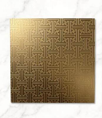 China Feuille de gravure miroir doré, feuille décorative en acier inoxydable for sale