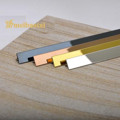China V Grooved External Stainless Steel Tile Trim T6 X 2048mm Size Golden Coated for sale