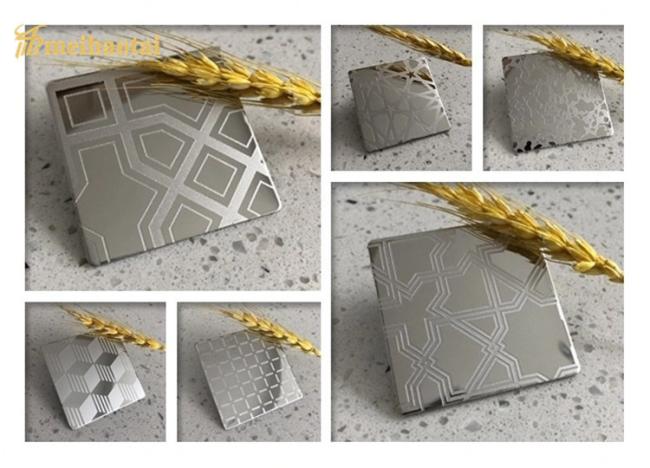 Gold stainless steel plate surface texture detail