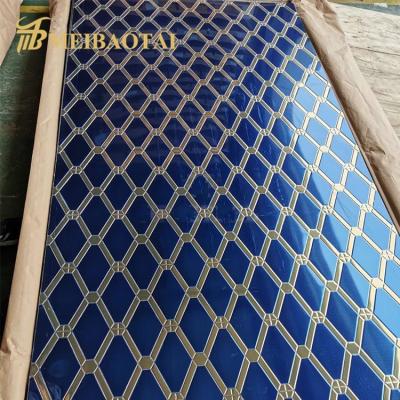 China Blue Gold Mixed Color Diamond Pattern Decorative Sheet 4x8 Feet For Counter for sale