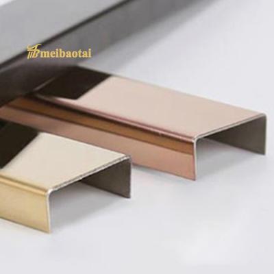 China PVD Brushed Stainless Steel Tile Trim 10mm Bullnose Trim U Shaped for sale