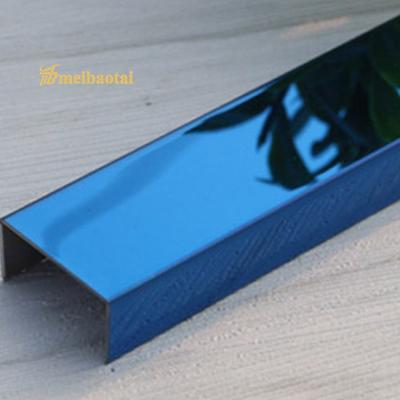 China Decorative Stainless Steel Tile Trim 20mm , PVD Blue Stainless Steel U Trim for sale