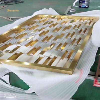 China ss304 201 Stainless Steel Gold Hairline Room Divider  Decoration Wall ,Hotel ,Cup à venda