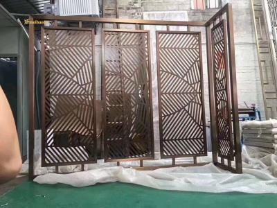 China Hairline Stainless Steel Room Divider , Laser PVC Metal Wall Partition for sale