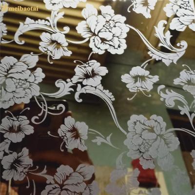 China 1.2 Mm Etched Stainless Steel Sheet Flower Pattern With Laser PVC Film for sale