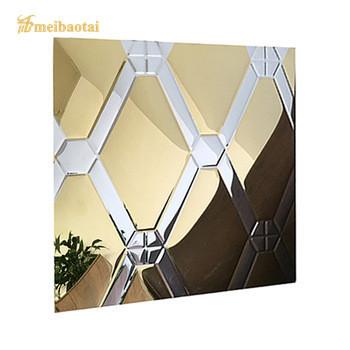China 8ft Embossed Stainless Steel Sheet , Stamped Rhombus Ss Gold Mirror Sheet for sale