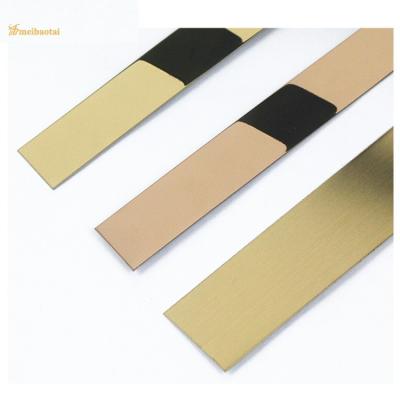 China 3048mm Flat Shape Stainless Steel Tile Trim For Wood Door Line Decoration for sale