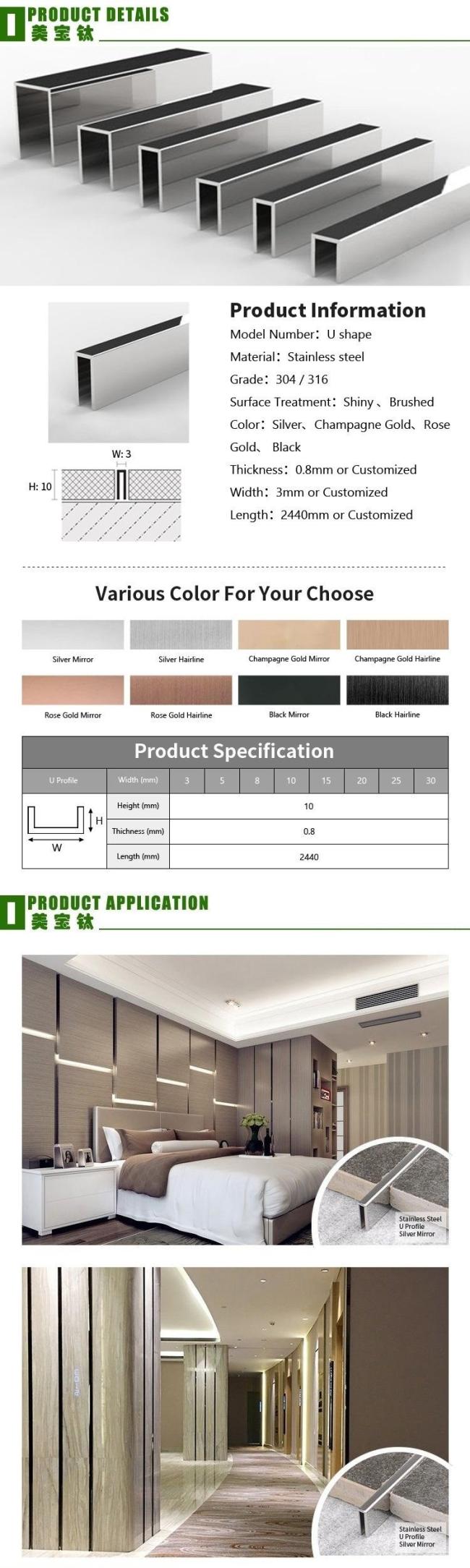 Stainless steel tile trim installation example