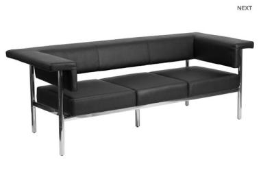 China Full Grain Sectional Fusion Furniture Sofa Leather 3 Seating With Stainless Steel Frame for sale