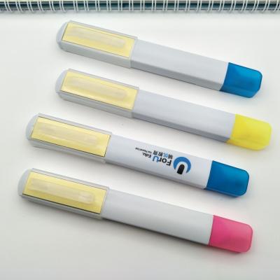 China 2022 Multi Color Logo OEM Plastic Highlighter Markers Pen with Sticky Note Watercolor Art for sale