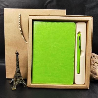 China Leather Cover Material Folded Leaflet Binding Custom A5 PU Cover Note Book with Gift Box for sale