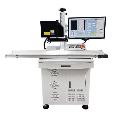 China 20w 30w Ccd Fiber Visual Positioning Laser Marking Machine With Conveyor Belt for sale