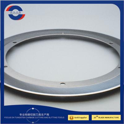 China Rotary Paper Slitter Blade HRA90-HRA92.1 Circular Carbide Slitter Blade Silver for sale