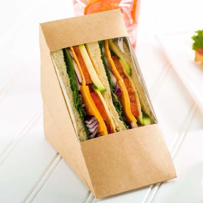 China Biodegradable Burger Disposable Food Packaging Carton Triangle Sandwich Bag for sale