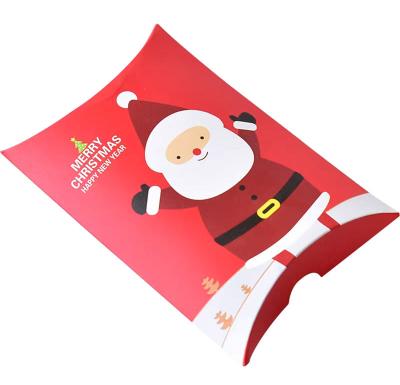 China Pillow Shape Giveaway Christmas Candy Boxes Santa Gift Box 250gsm White Card for sale