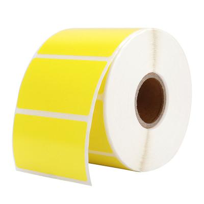 China Custom Yellow Thermal Barcode Paper Roll Adhesive Sticker 58mm for sale