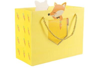China Child Animal Cartoon Cardboard Shopping Bag Birthday Gift Wrapping 150gsm for sale
